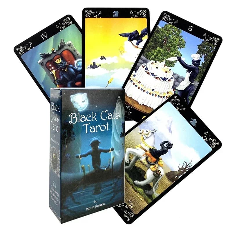 Oracle Board Nuovi giochi di carte dei tarocchi dei gatti neri Amici Gioco da tavolo per feste Carte dei tarocchi di divinazione con guida PDF Gioco da tavolo