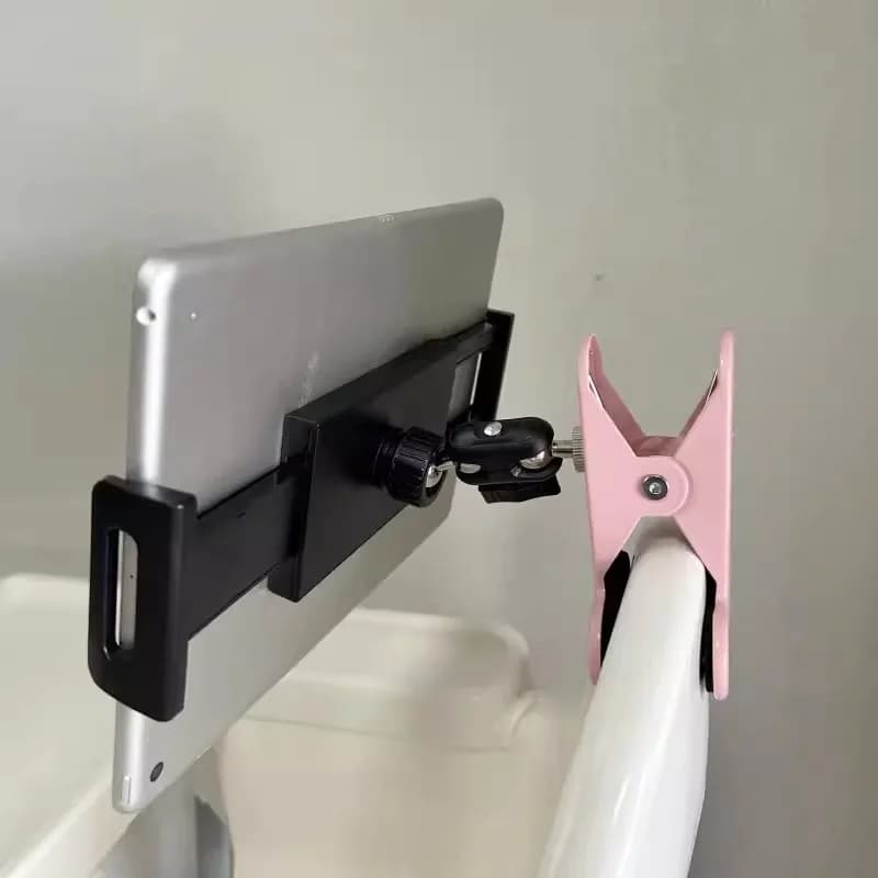 Supporto da Tavolo Rosa per Tablet e Telefono con Clip per Disegno e Copia - Ideale per Studenti d'Arte, Streaming Live e Lavori Artigianali