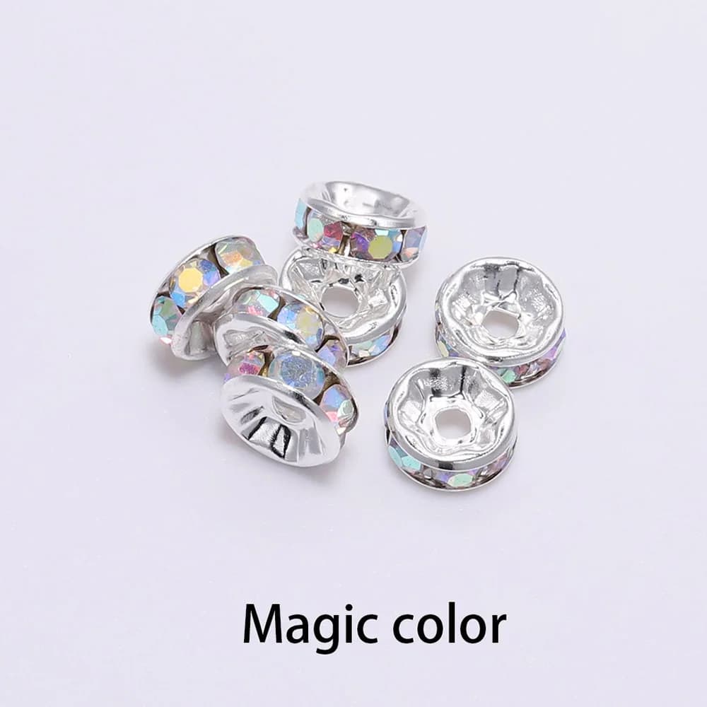50 pz 4/6/8/10mm disco Rondelle 316 perline distanziatore in cristallo in acciaio inox con strass per gioielli che fanno braccialetto fai da te