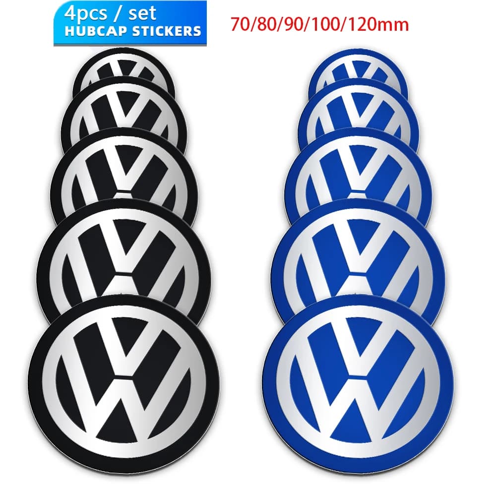 4pcs 70/80/90/100/120MM Car Wheel Center Covers Stickers Hub Cap Decals For Volkswagen VW R GTI Golf Polo GTI R Golf Polo Tiguan