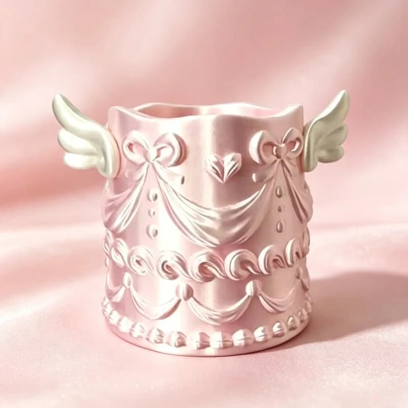Desktop Storage Cosmetic Organizer Bucket Silk Texture Makeup Brush Holder Relief Design Brush Bucket Luxury Makeup Organizer