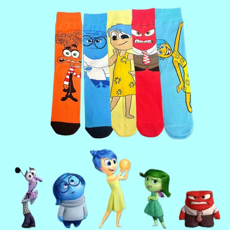 1/5 paia di calzini al ginocchio carini con personaggi dei cartoni animati di animazione unisex
