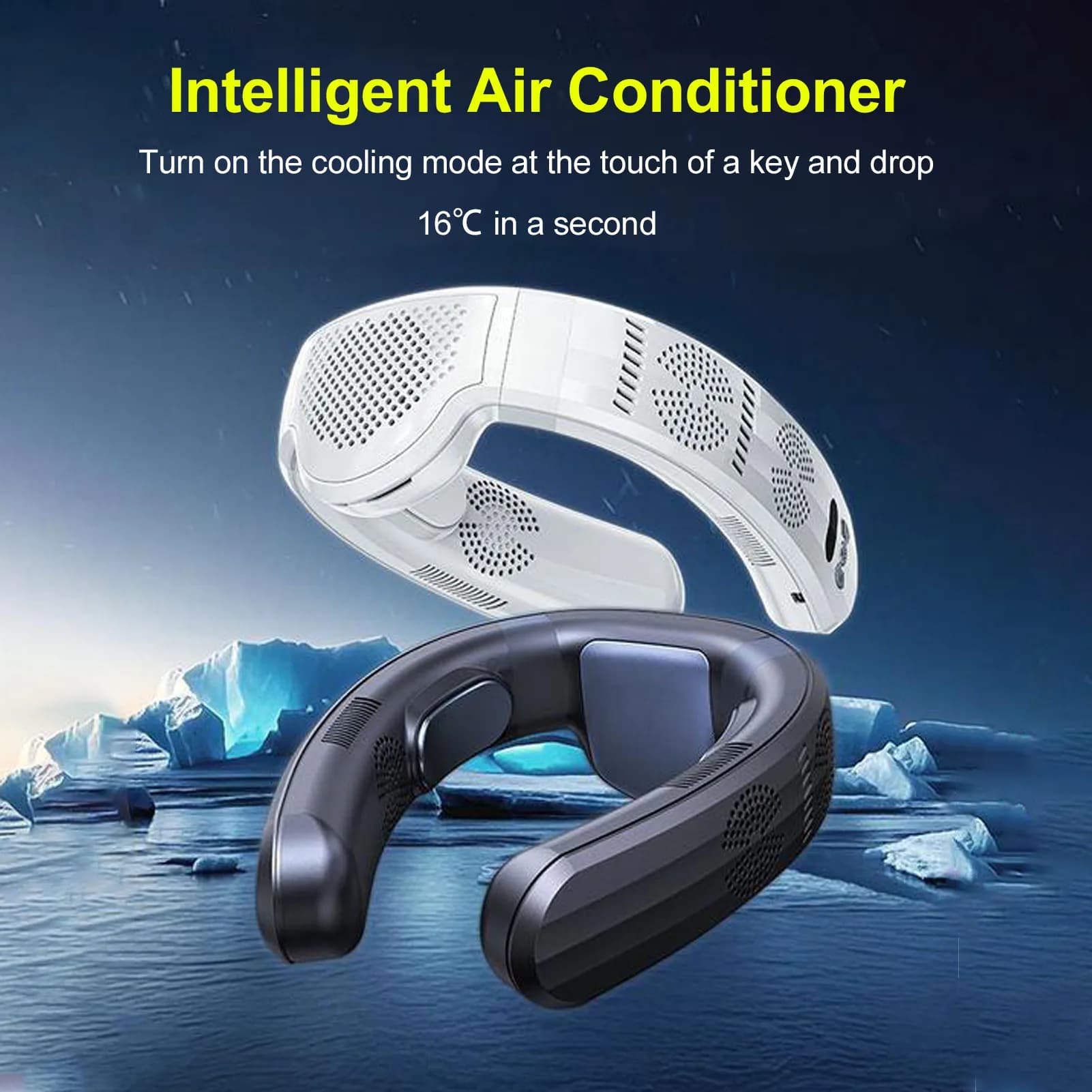 Ventilatore da collo portatile Funziona a batteria 3 velocità Raffreddamento e riscaldamento Ventilatore da collo a doppio uso Semiconduttore Leggero Silenzioso per il campeggio