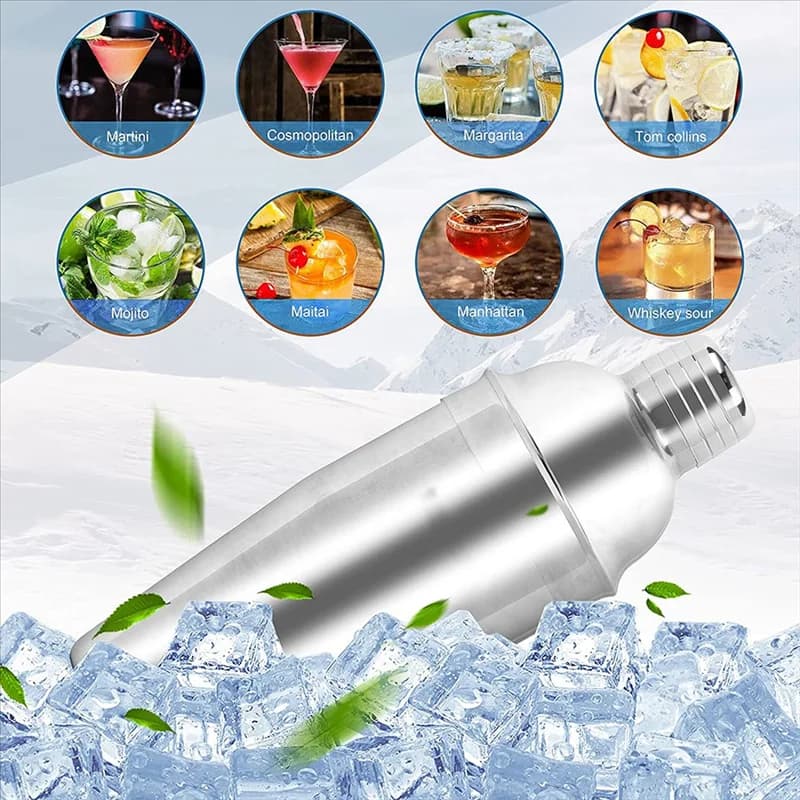 ABRN-Set shaker per cocktail, set per cocktail Set di attrezzi da bar in acciaio inossidabile da 750 ml Kit da barista, accessori da bar per pub domestico