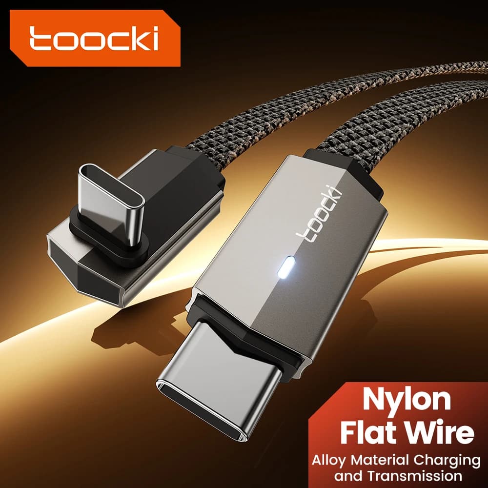 Toocki Gomito da 90 gradi Doppio tipo C a cavo dati di illuminazione 60W Ricarica rapida flash PD USB C Cavo di ricarica rapida per Iphone POCO