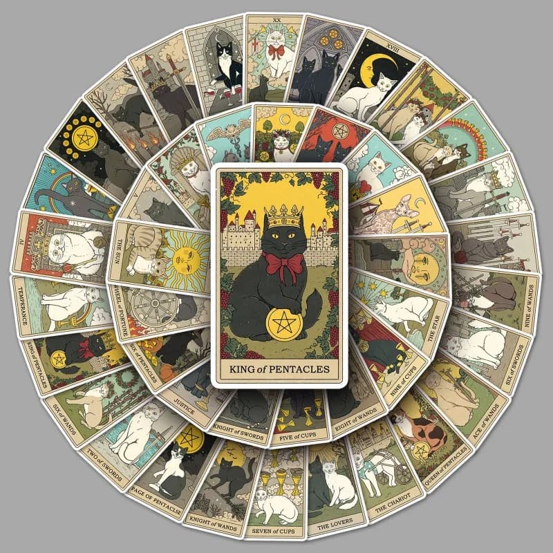 78 Pcs Cartoon Tarot Cards Sticker For Planner Album Scrapbooking Stationery Waterproof Decals For Laptop Suitcase Kid's Gift