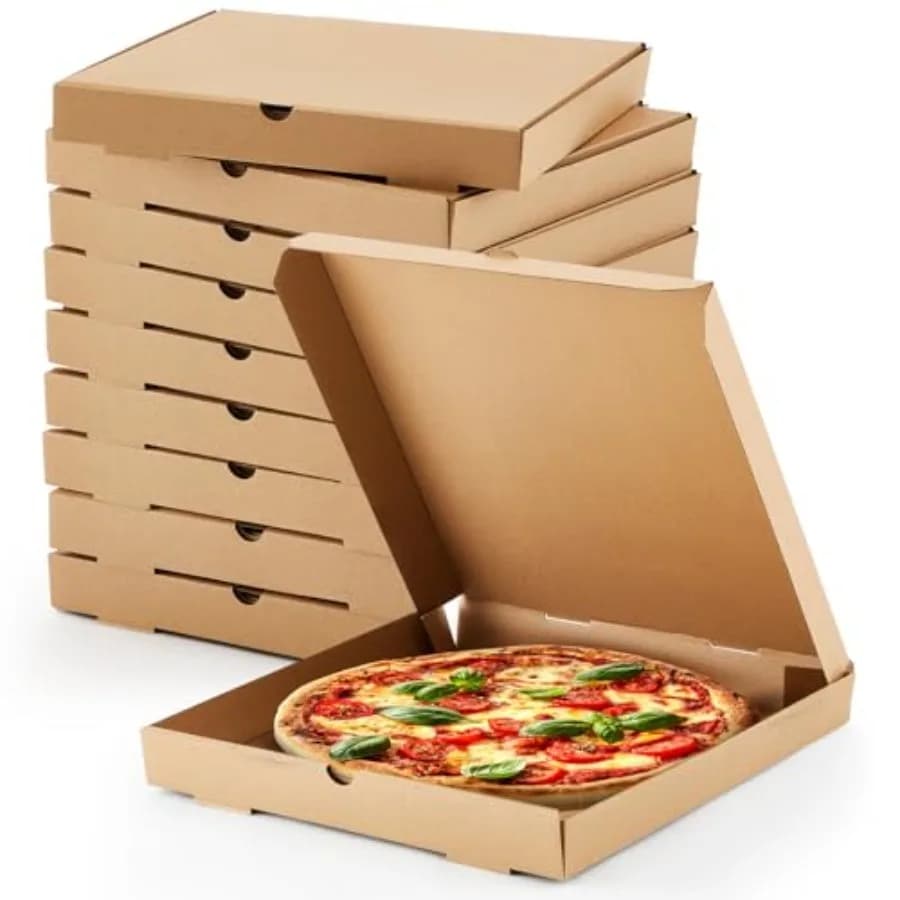 10 Contenitori Ondulati per Pizza, Resistenti al Grasso, in Carta Kraft, per Asporto, Ideali per Torte, Biscotti, Alimenti e Artigianato
