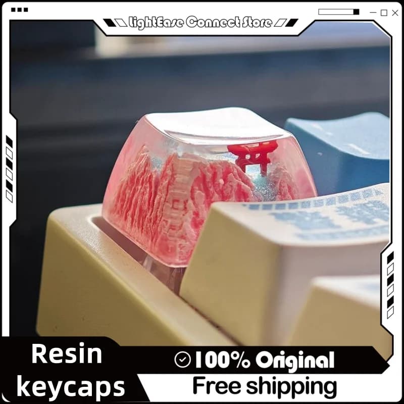 Nuova tastiera meccanica Keycap Snow Mountain Mount Fuji Volcano Resin Keycap personalizzato Sa altezza Cross Hole traslucido