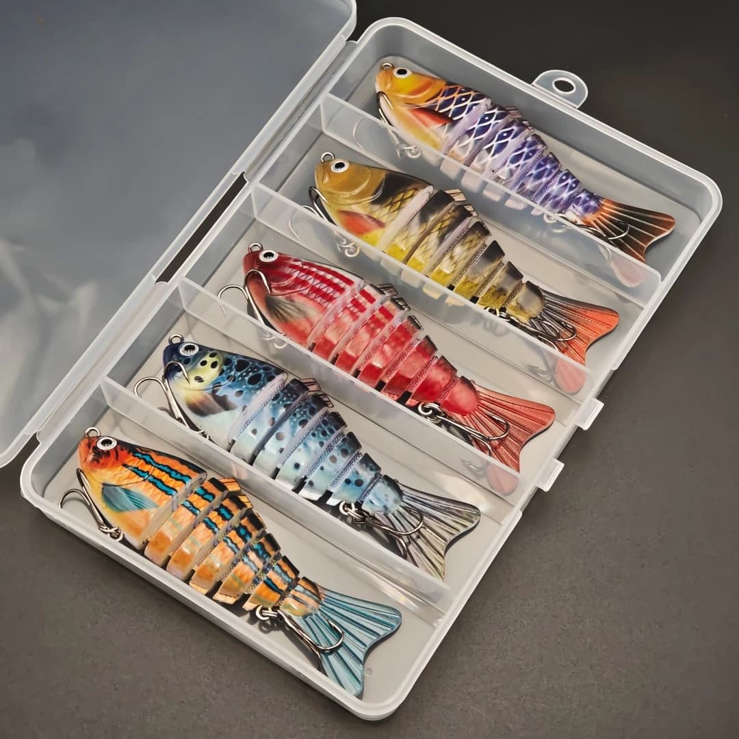 Disponibile - Esche Artificiali Snodate da 19g, Affondanti, in Scatola, Multi-Articolate, Effetto 3D Bionico, per Lanci Lunghi, per Bass, Luccio, Musky, Acqua Dolce e Salata
