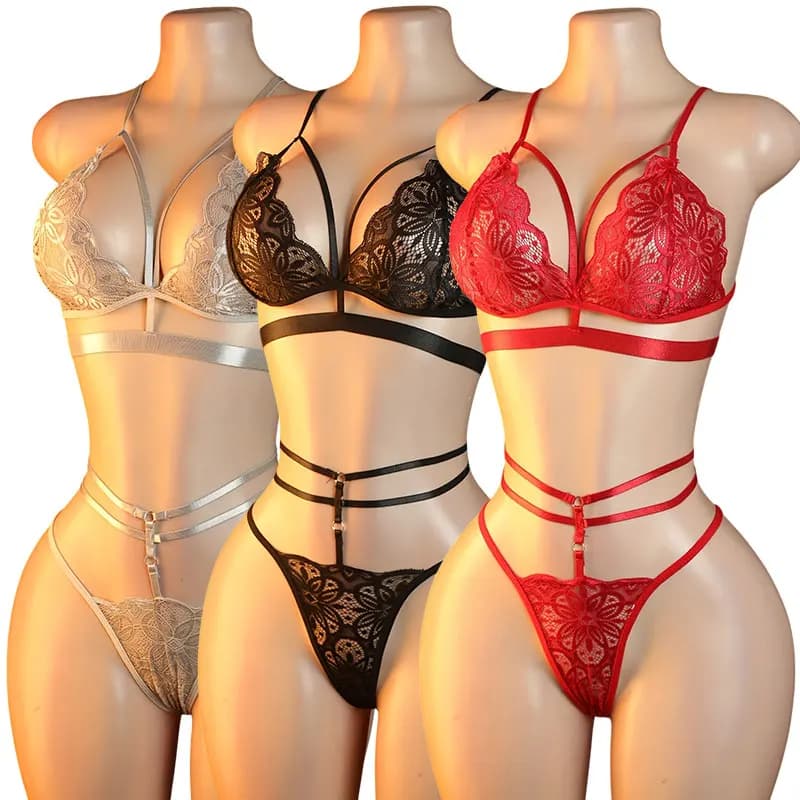 Ultra-thin Embroidered No Steel Support Underwearr Set Lace Soft Bra Thong Sets Sexy Lingerie Intimate Body Suit Women Underwear