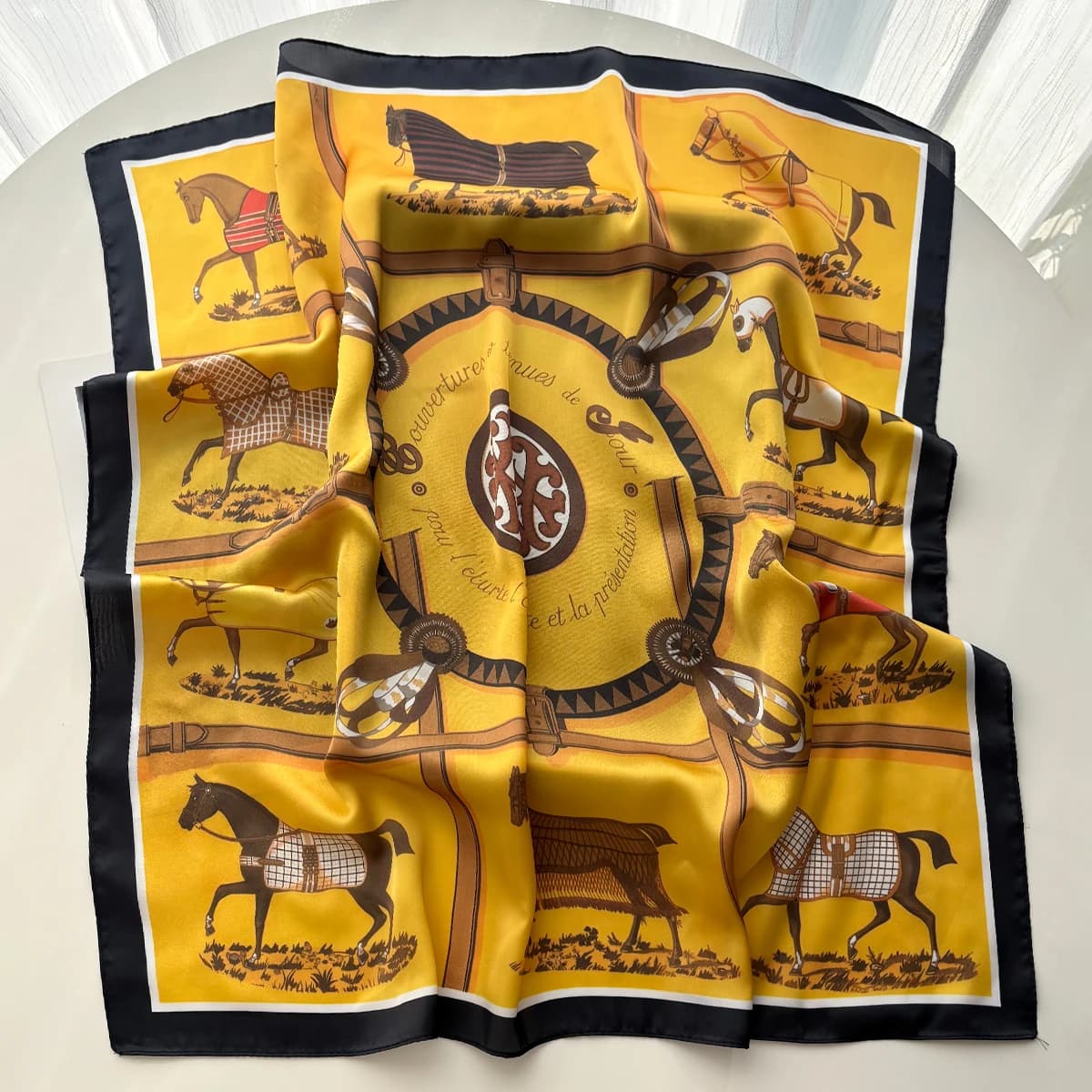Women's Square Scarf Silk Imitation Luxury Design Neck Handkerchief Bandana Foulard Lady Scarves Wrap Head Hair Band Ties