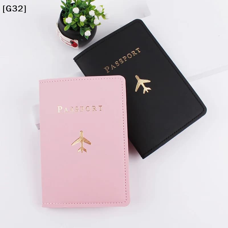 Lover Couple Passport Cover Hot Stamping Plane Travel Passport Cover Holder[G32]