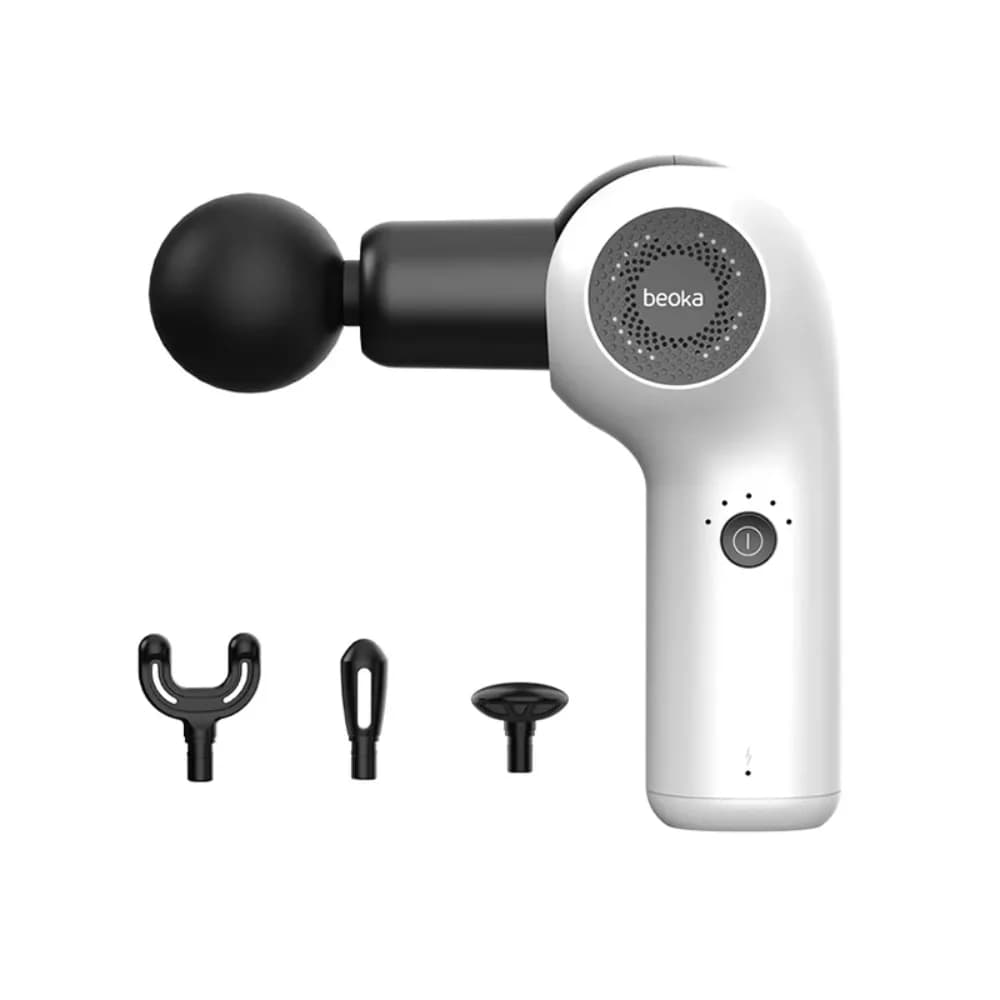Mini massage gun 4 heads Vibration for body and face muscles Manual application Swivel band gun Vibration