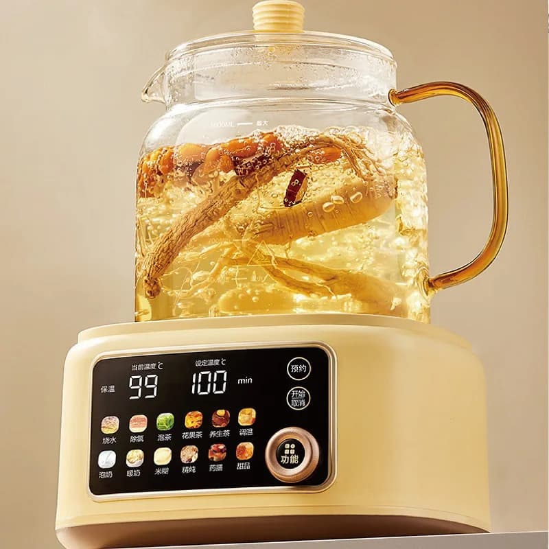 1.6L Smart Electric Kettle for Home and Office, Fireproof Glass Teapot, Timer 24h Function, 1100W Multifunction