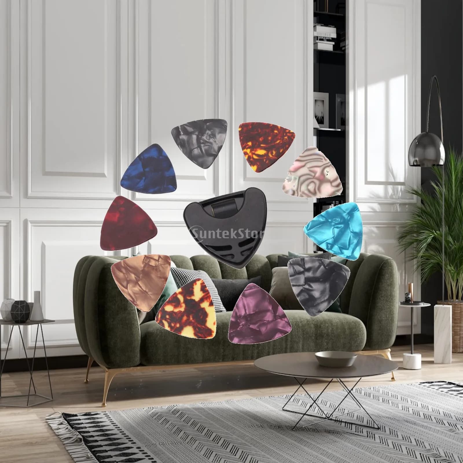 Heart Shape Guitar Picks with Storage Case Ergonomic Plastic Professional Pick Pack for Fingerstyle Guitar Gadgets