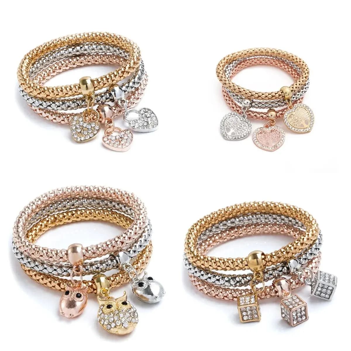 3 pezzi set cuore/serratura/chiave/segno musicale/bracciale di fascino braccialetto a catena set di gioielli di moda adatto per regali di abiti da festival di viaggio con data