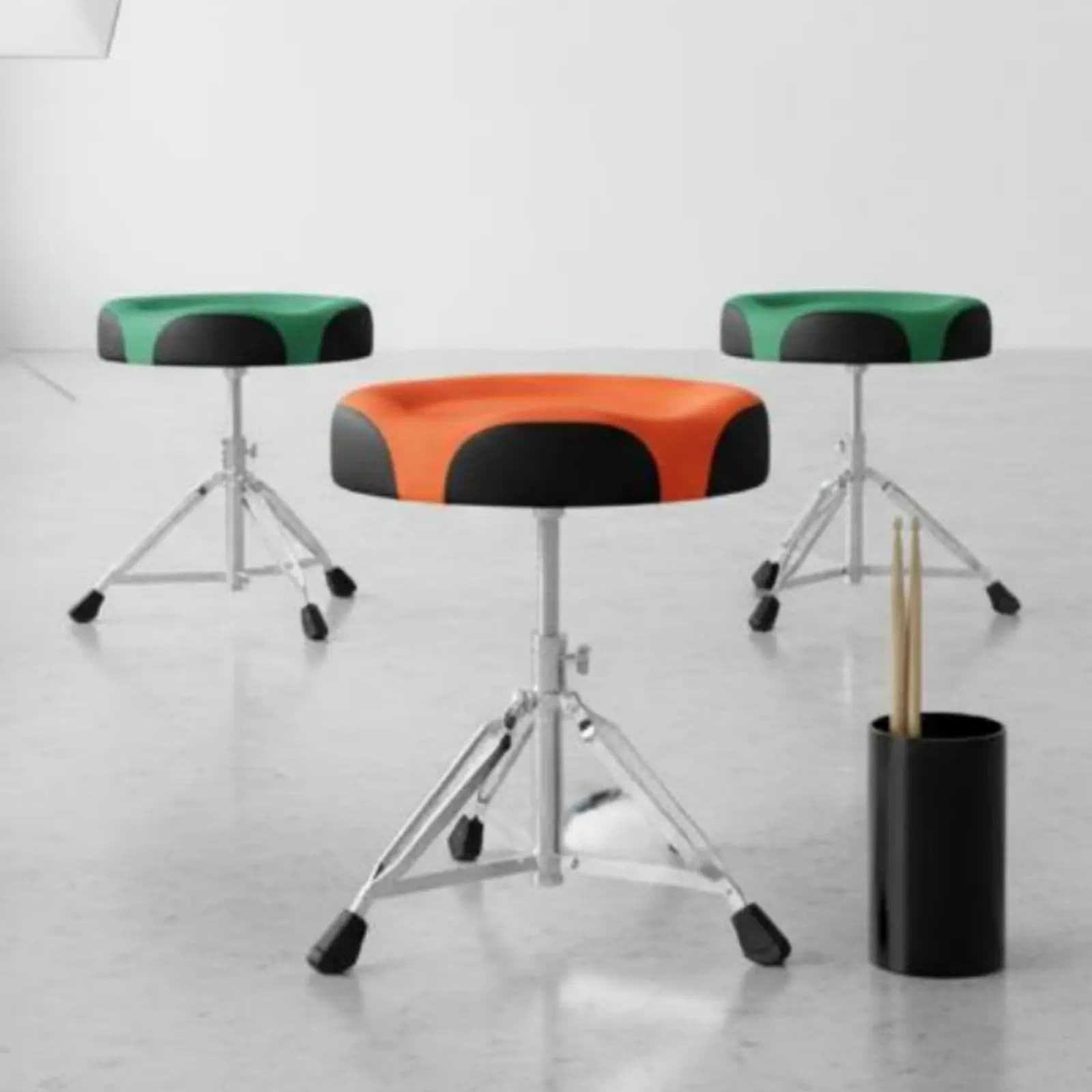 Sgabello per Batteria Imbottito e Regolabile, Sedile Robusto per Batteristi con Piedini Antiscivolo, Accessorio per Strumenti Musicali