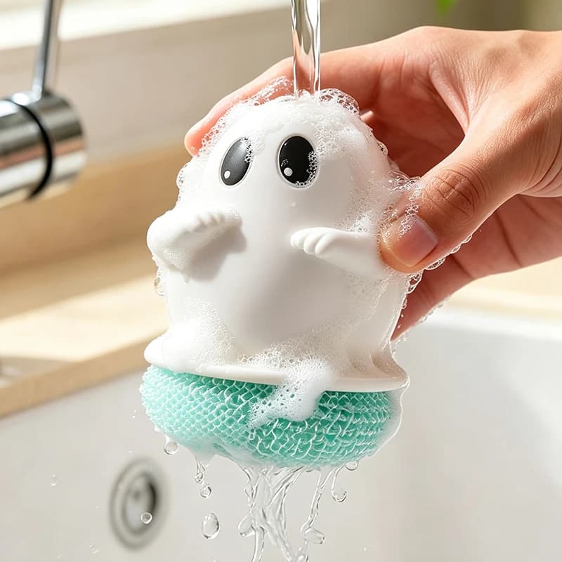 Minimalist Resin Ghost Cleaning Brush Household Dish Washing Scrubber Multifunctional Kitchen Sink Tabletop Decor Figurine