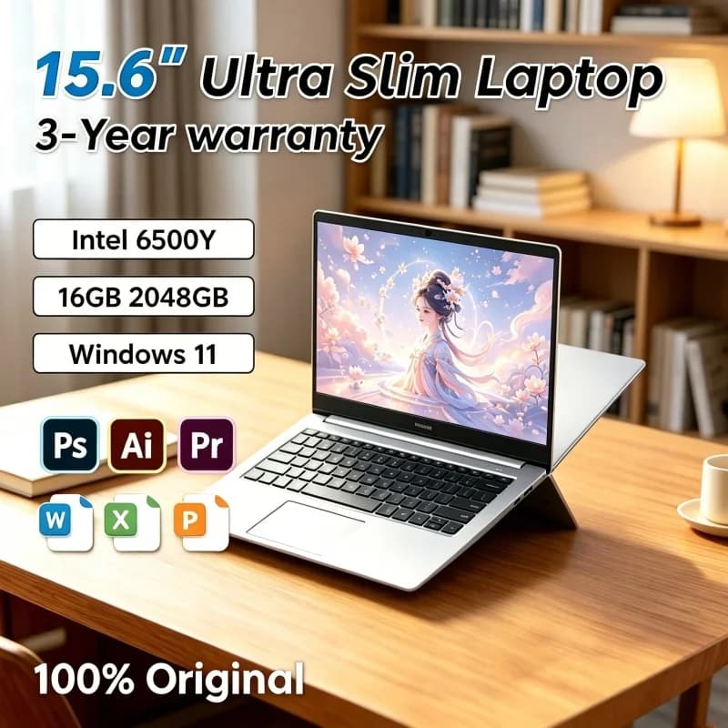 Dapper 2026 Sleek Cut 15.6 Laptop Intel 6500Y RAM SSD Windows 11 Backlit Keyboard Fingerprint for Chic Business Robust Gaming