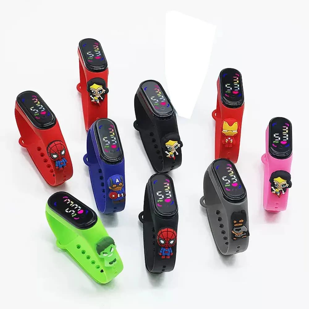 Fashionable Girl's Watches with Mickey, Sporty Electronic Bracelet with Touch LED, Kids Spiderman Watch, Waterproof Women's Watch