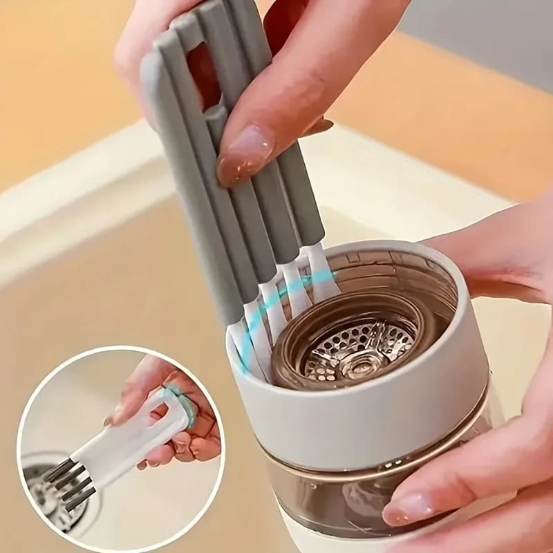 Spazzola Multifunzione per Pulizia: Spazzola per Tazze, Spazzola per Fessure, per Cucina, Thermos, Coperchi, Tastiere, Acciaio Inossidabile, Pulizia Domestica