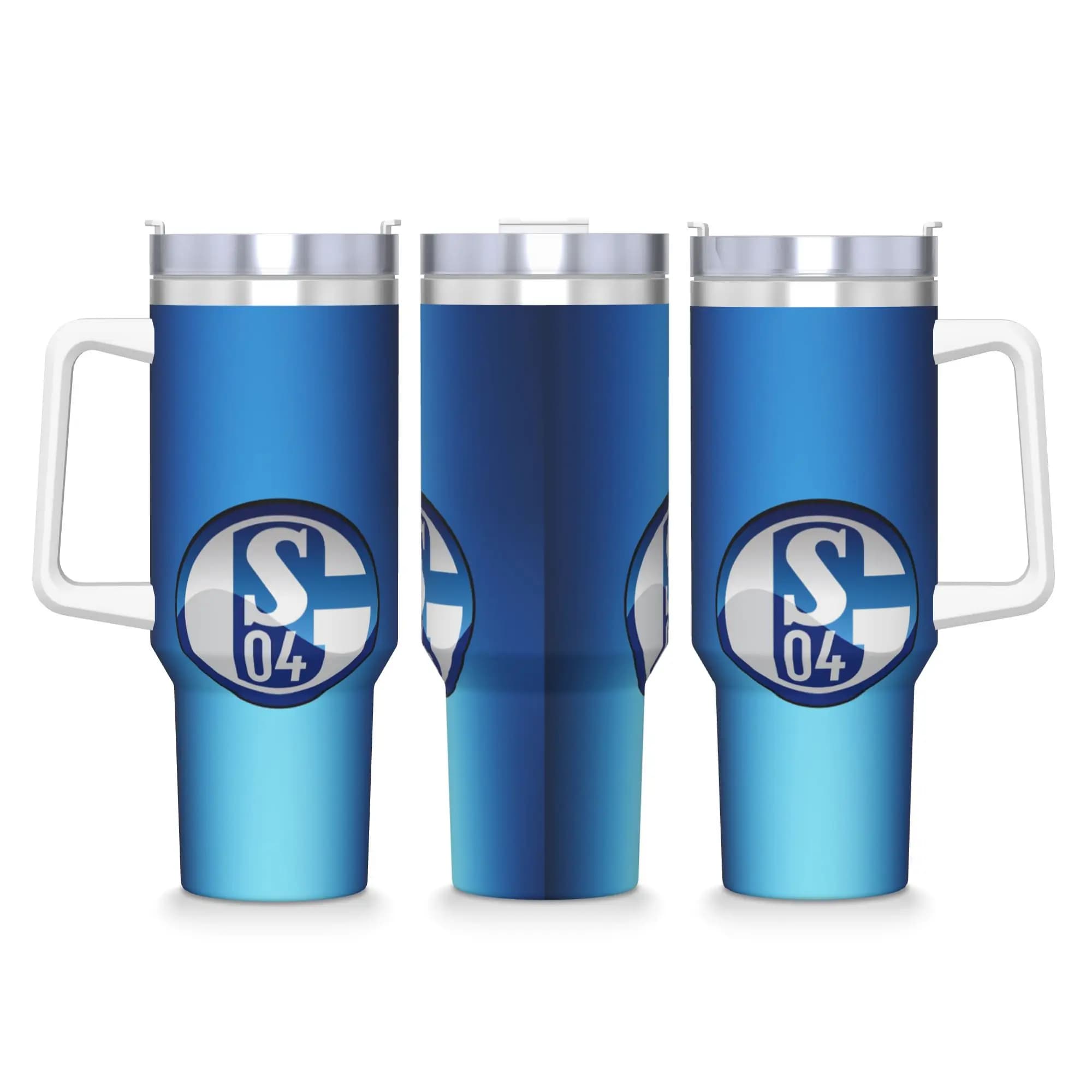 Tazza termica in acciaio inossidabile della squadra S-Schalke 04, tazze termiche da campeggio con cannuccia e coperchio, tazze grandi per auto, bottiglia per bevande fredde.