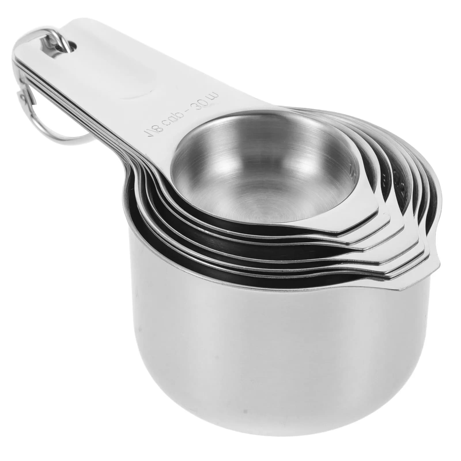 1Set Stainless Steel Measuring Cups Set Space Saving Stackable Design for Kitchen Baking Coffee Tea Spices Reusable Measuring