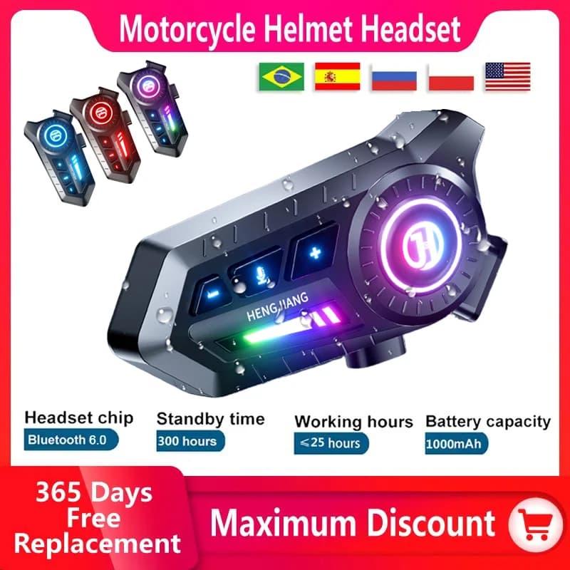 X3 Motorcycle helmet headset Bluetooth headset with voice control for motorcycle Wireless speaker headset with ambient light