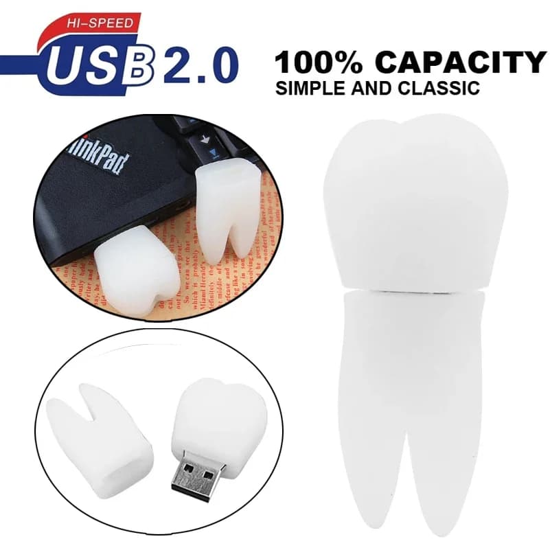 Chiavetta USB 2.0 a forma di dente di cartone animato modello di denti chiavetta flash pendrive 4 GB 8 GB 16 GB 32 GB 64 GB128 GB memoria stick regalo speciale