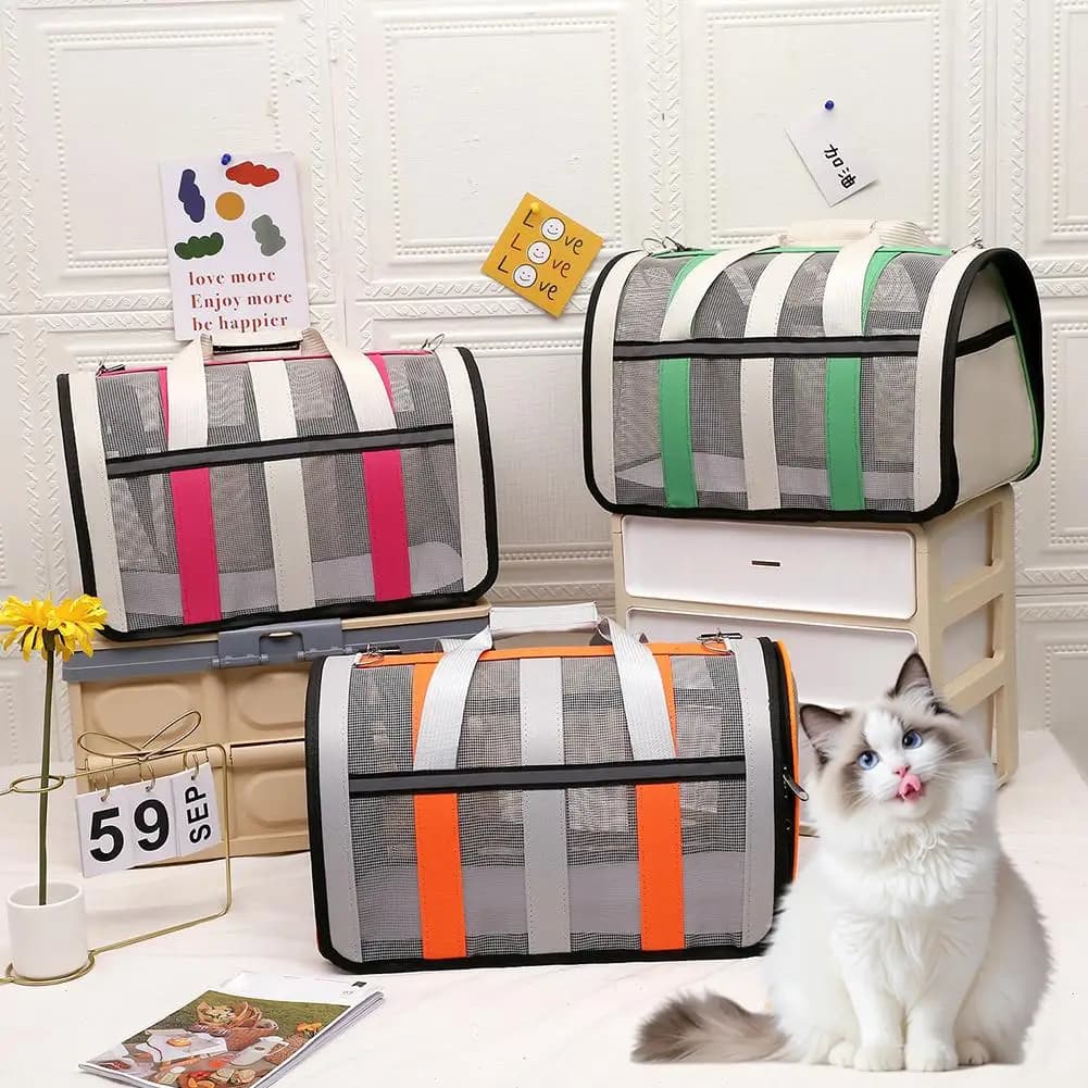 Portable Folding Cat Bag Large Capacity Dog Carrier Bag Travel Backpack Luggage Bag For Small Dogs Cats Out Going Pet Supplies