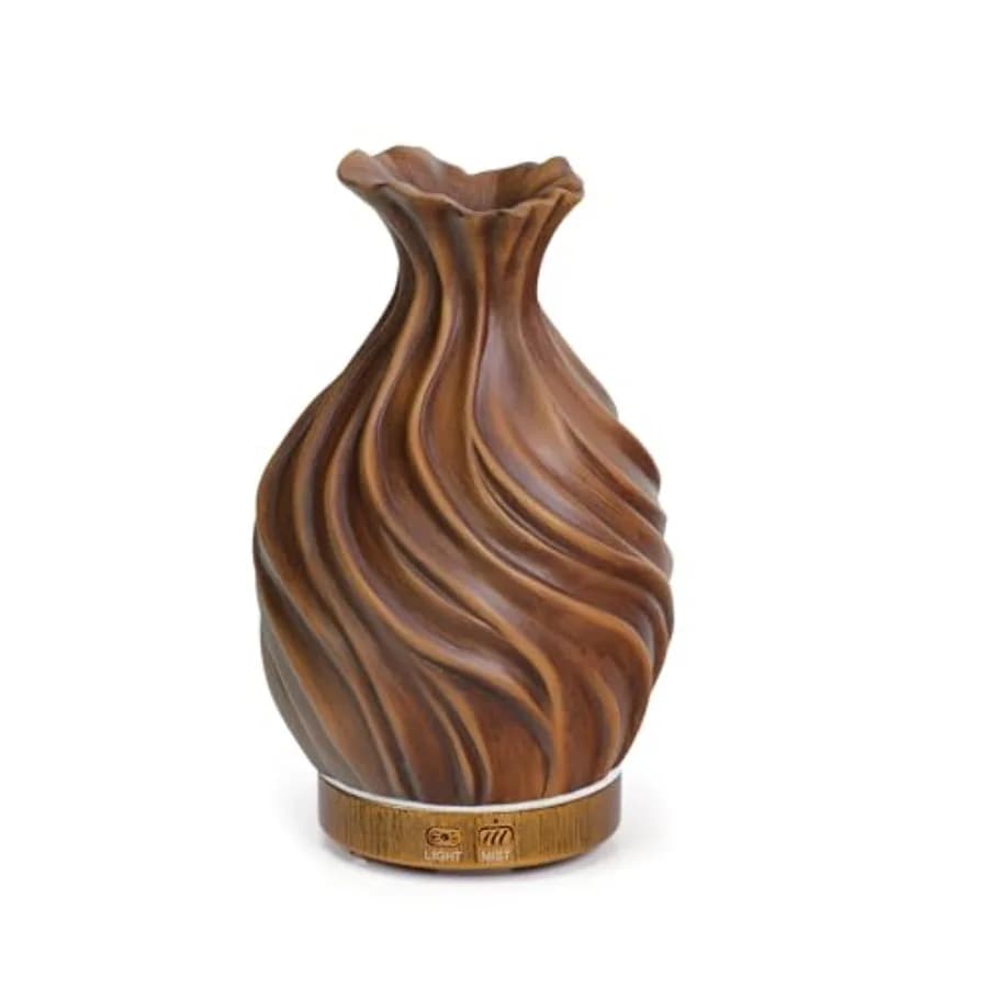 Diffusore di Oli Essenziali da 200ml per Casa, con Copertura Effetto Legno, Diffusore per Aromaterapia, Umidificatore a Nebbia Fredda con Spegnimento Automatico di Sicurezza e 2