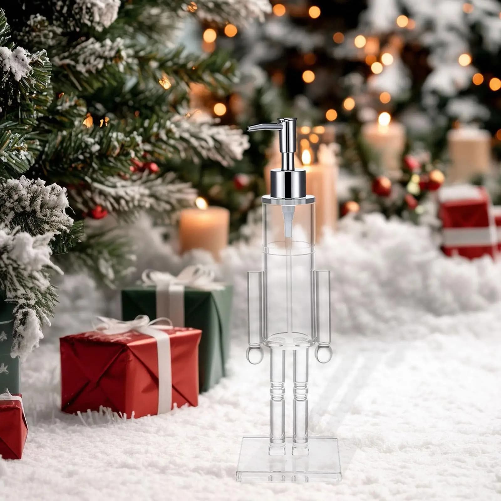 Dispenser di sapone, dispenser di shampoo, design schiaccianoci, decorazione natalizia, bottiglia di cosmetici portatile ricaricabile per lavanderia