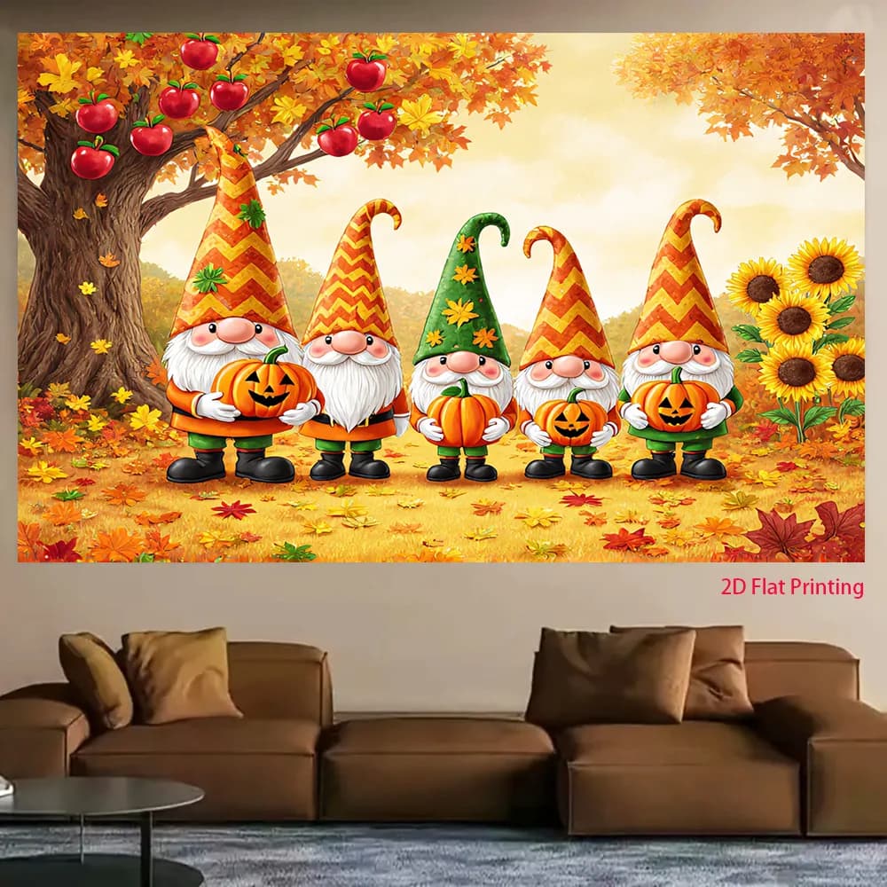 2D flat product, 1 piece per pack - Gnome with pumpkin and sunflower patterns, UV printingzyc