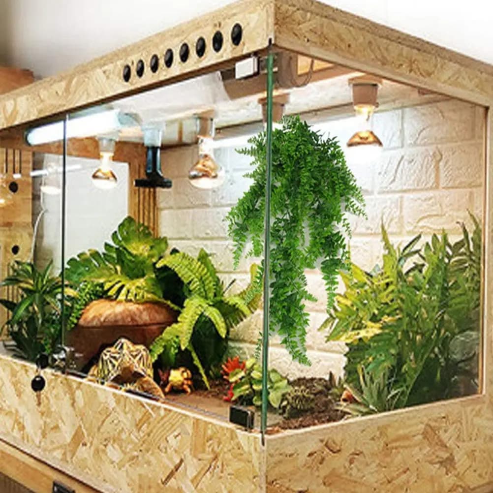 2Sets Lifelike Artificial Plant Rattan Hanging Wall Decoration Green Simulation Vine for Reptile Terrarium Home Garden Party