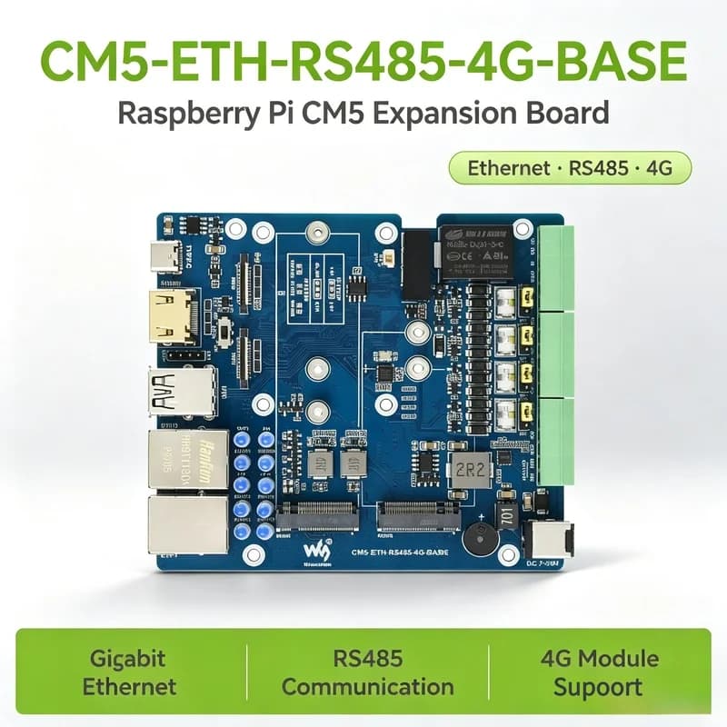 Raspberry Pi CM5 RS485 4G/5G Dual Ethernet Port ETH Gigabit/2.5G Expansion Board