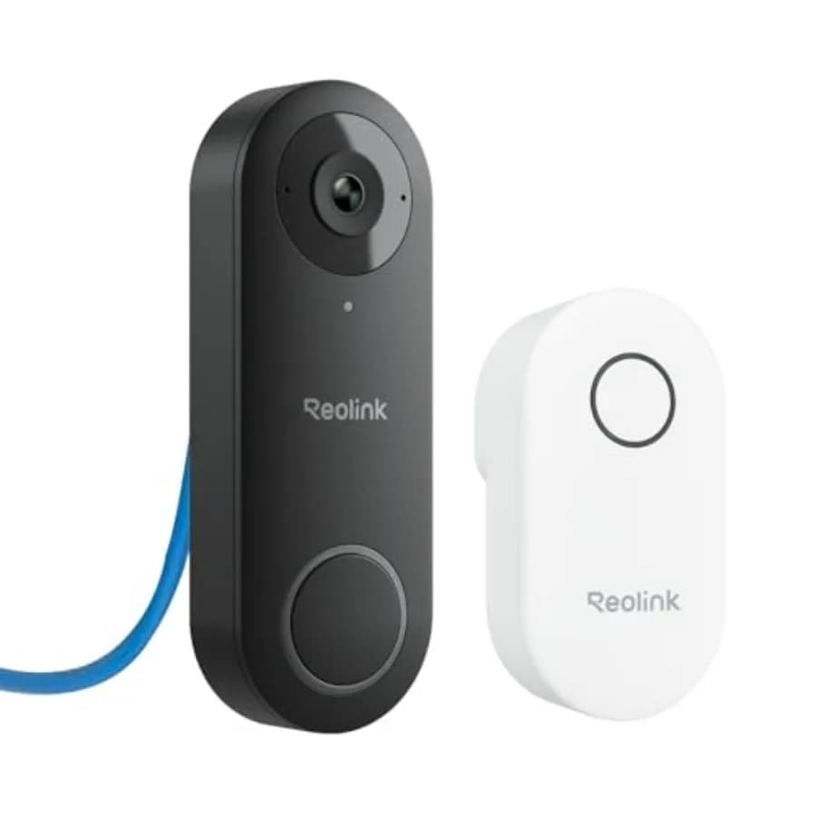 Videocitofono PoE con Telecamera IP 2K per Esterni con Campanello V2, Rapporto 4:3, Angolo 180 Gradi, Comunicazione Bidirezionale, Plug & Play