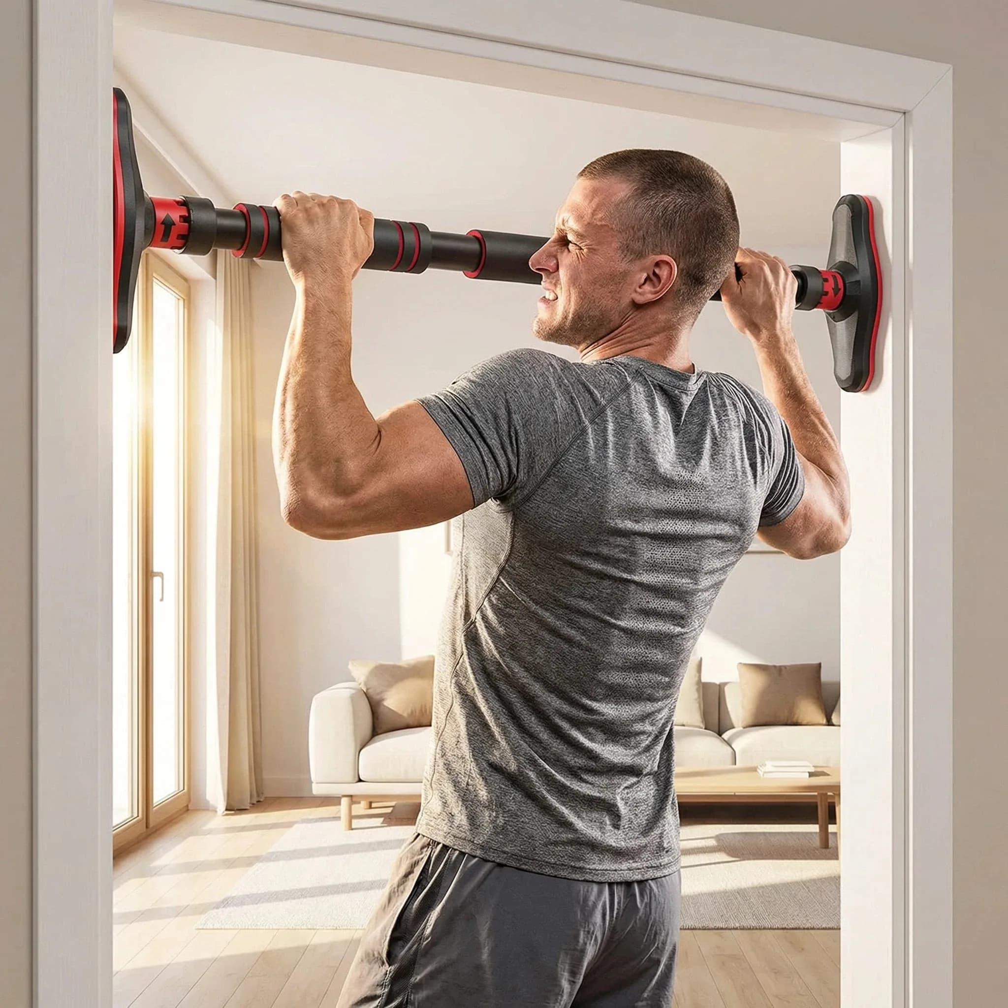 Pull up barMultifunctional Door Chin Pull-Up Bar for Fitness Horizontal Bar Adjustable Height No-Screw Installation for Home Use