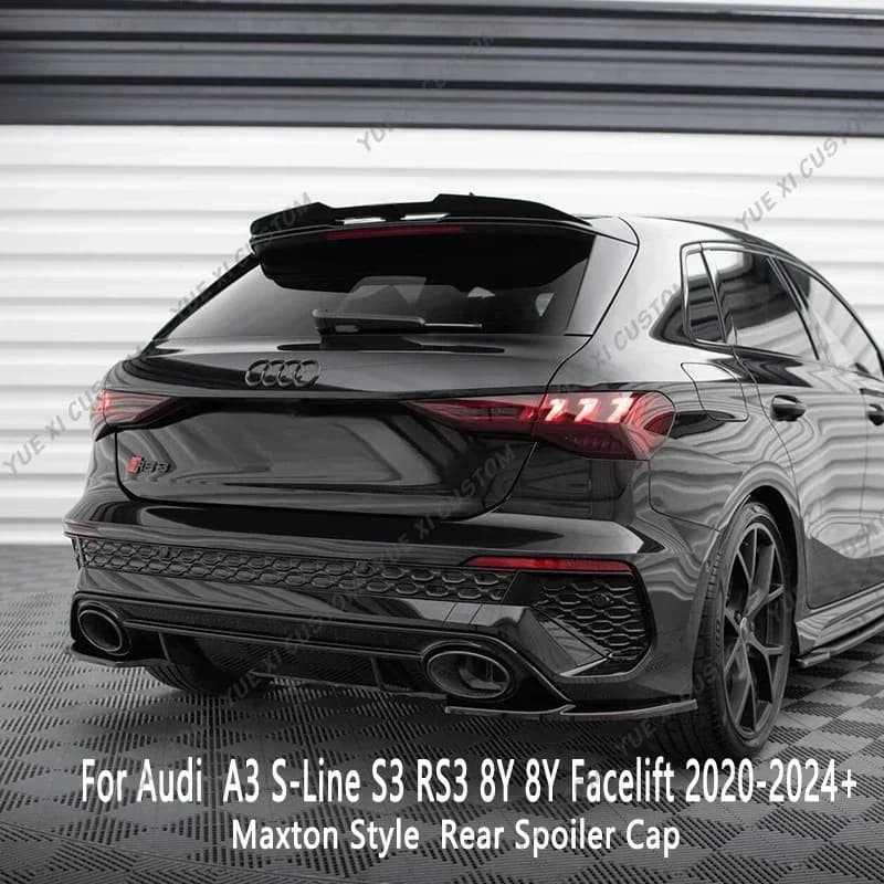 For Audi A3 S-Line S3 RS3 8Y/8Y Facelift Sportback 2020-2024 + Maxton Style Rear spoiler cap Auto Rear boot lip Covers Rear wing