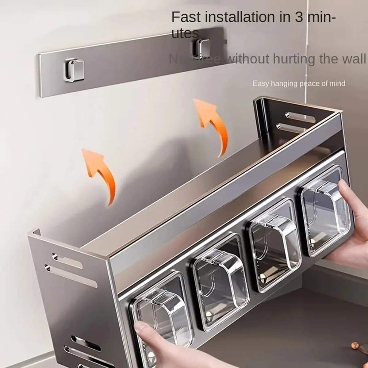 Organizzatore di stoccaggio da cucina Scaffale per spezie da cucina in acciaio inossidabile Scaffale per spezie multifunzionale a parete Barattolo de Cocina