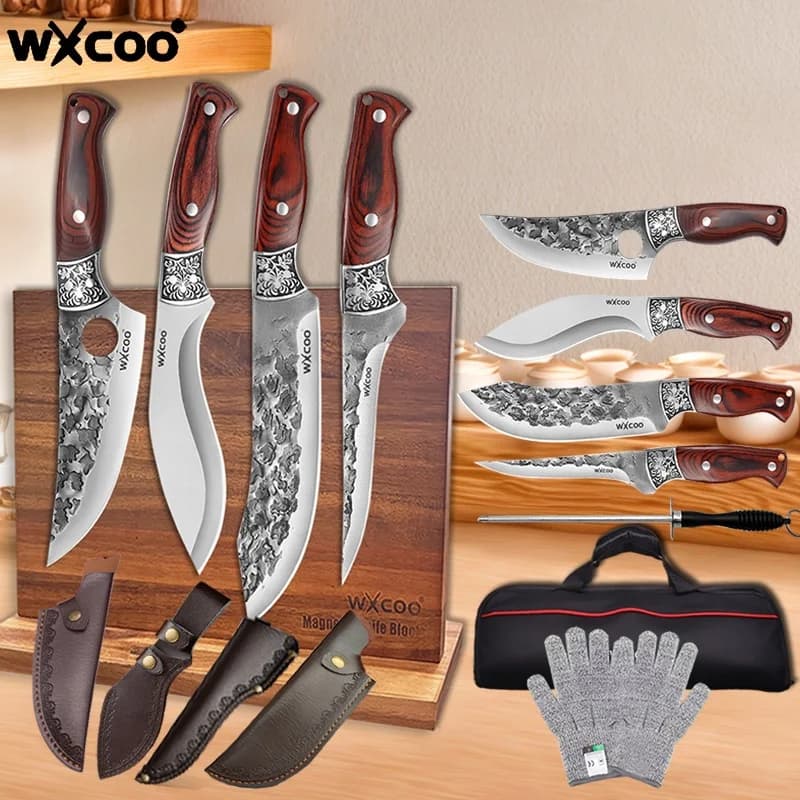 WXCOO Handmade Butcher Knife Forged Pro Kitchen Knife Multifunctional Vegetable Cutting Fruit Peeling Kitchen Accessories