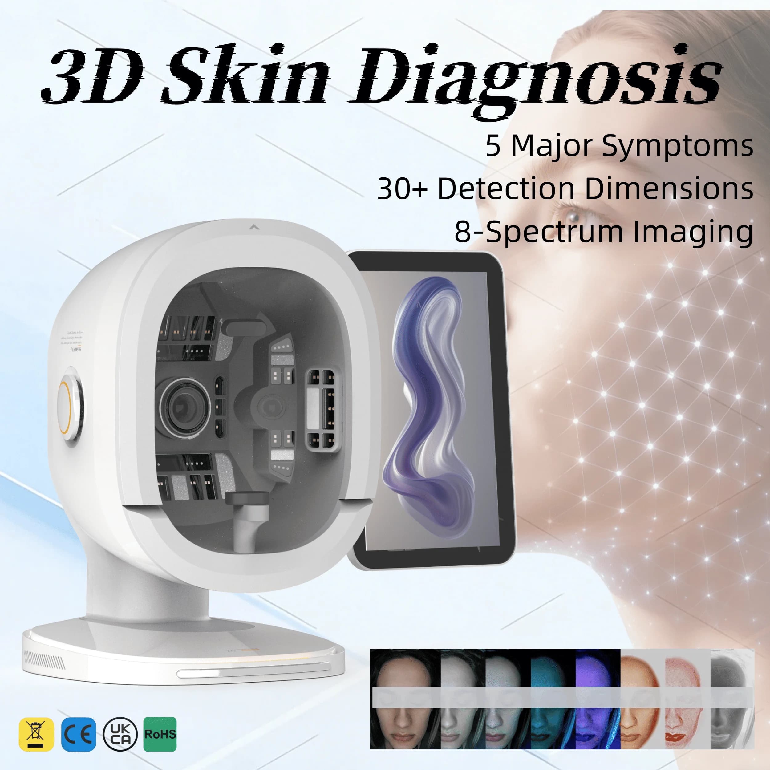 Macchina Professionale per Analisi della Pelle con Imaging AI da 15,6 Pollici, Strumento Diagnostico Facciale per Saloni e Spa, Analisi Personalizzate della Pelle