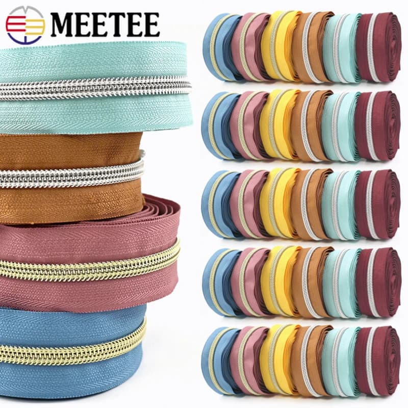 2-10M Meetee 5 # Cerniere in nylon al metro per cucito, kit di riparazione cerniere, ricambi fai da te per borse e valigie