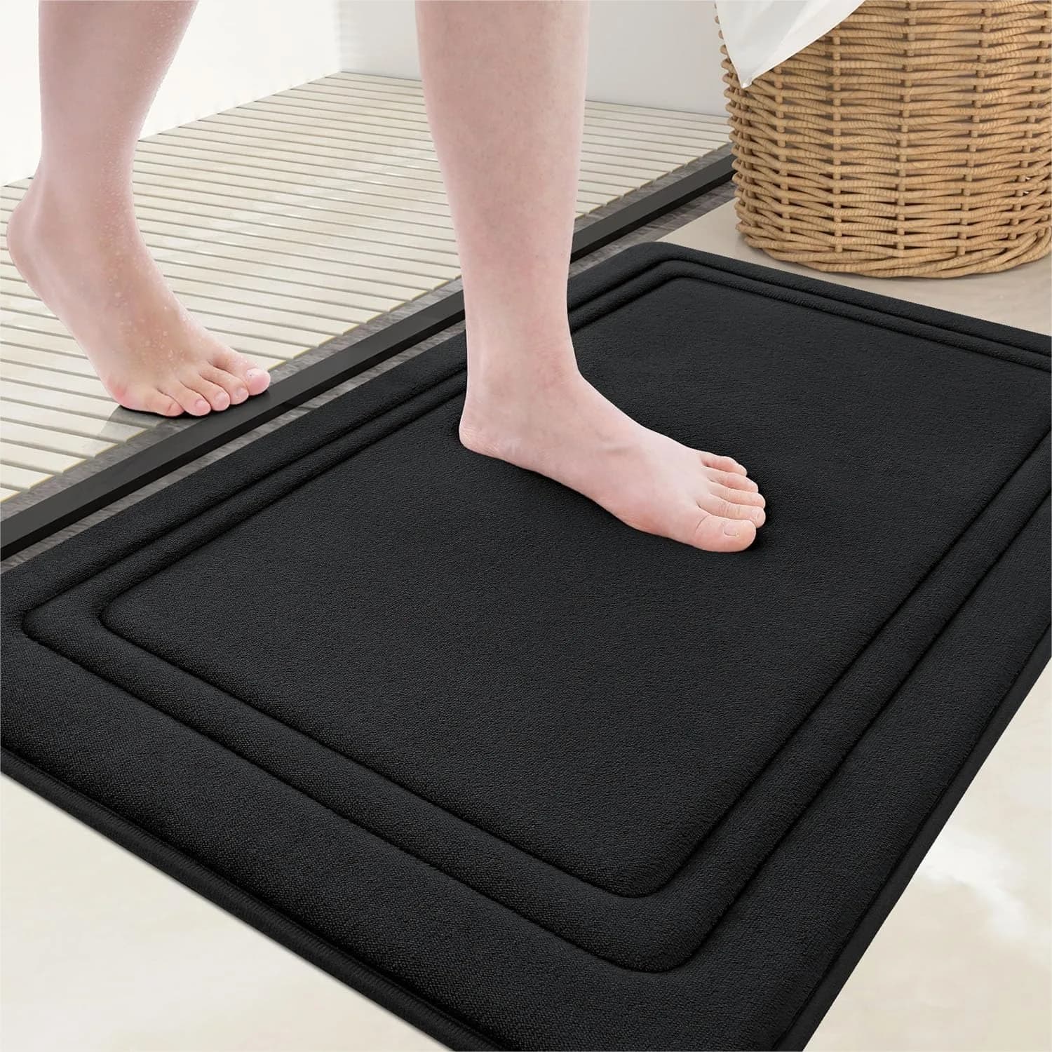 Memory Foam Bath Mat 30x20, Ultra Soft Non-Slip Absorbent Bathroom Rug, Machine Wash Dry Comfortable Carpet for Tub Shower