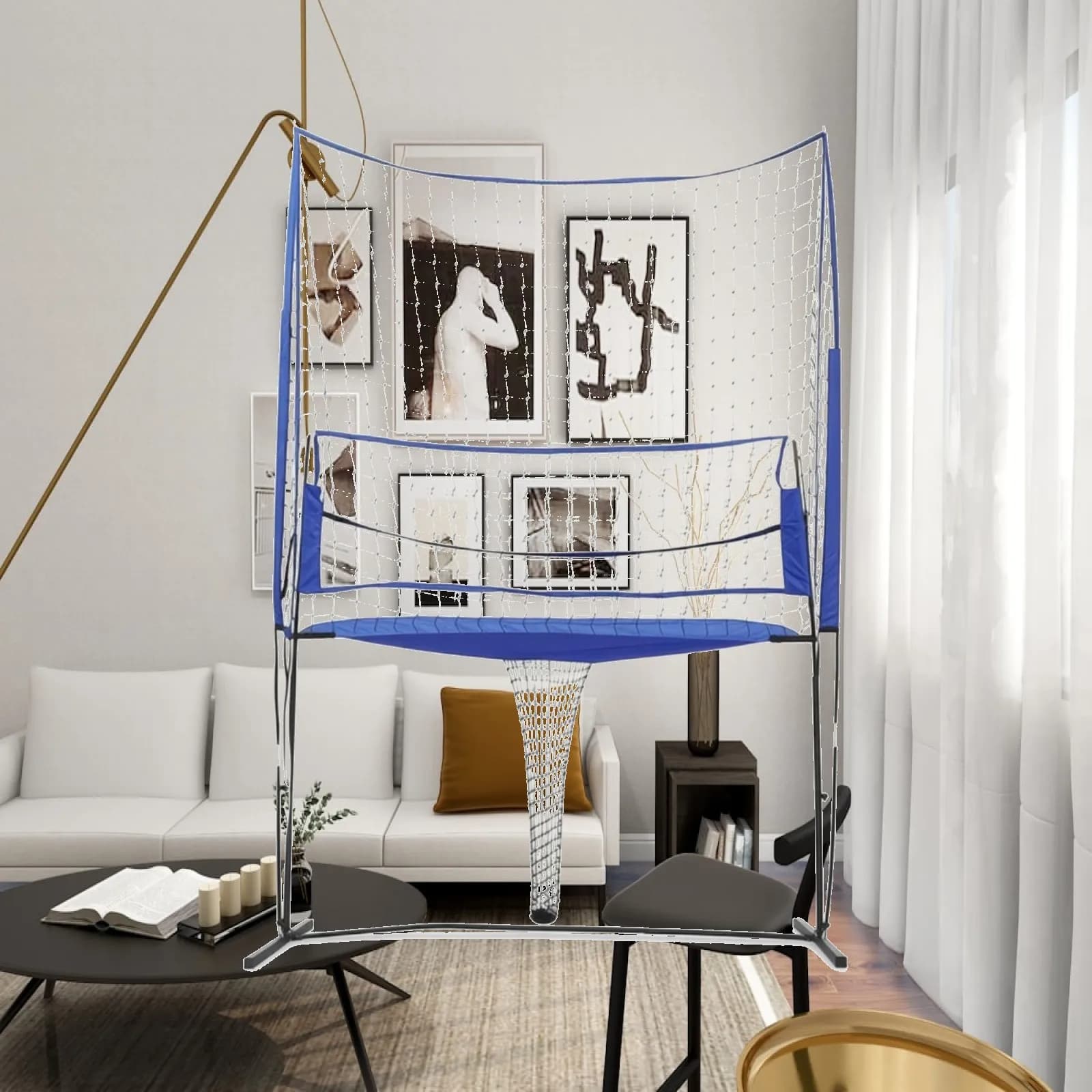 Volleyball Rebounder Net Portable Volleyball Rebounder Adjustable Foldable for Solo Practice, Backyard
