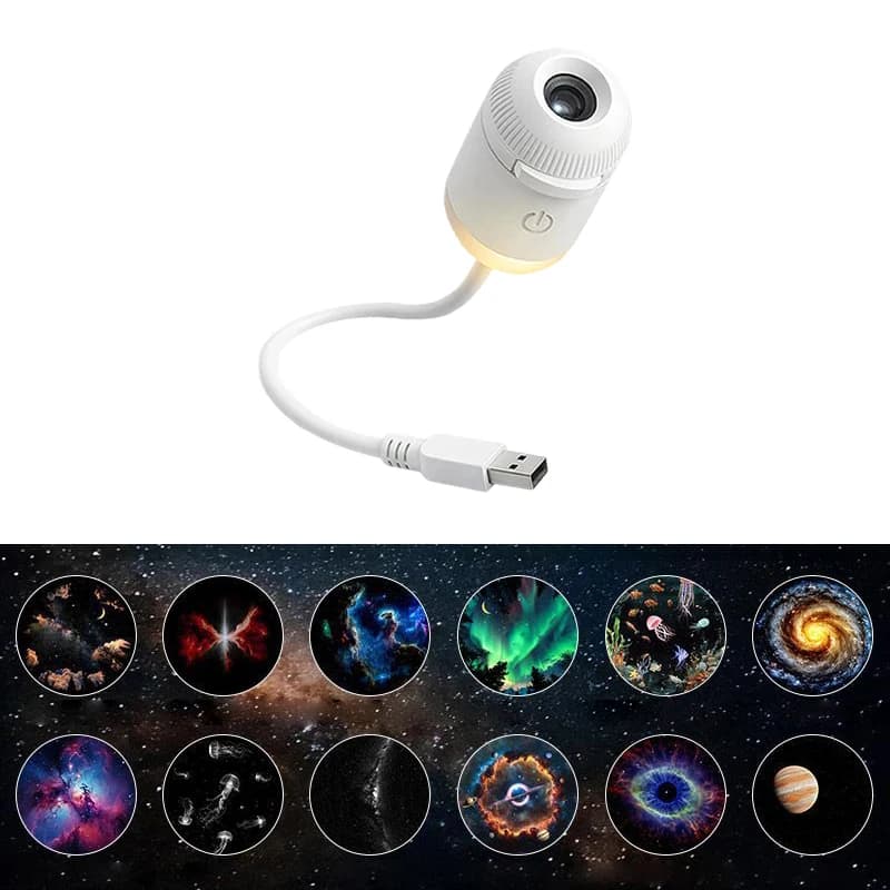 Mini Proiettore di Stelle Galattiche 2 in 1, Luce Notturna e Atmosfera per Casa, Camera da Letto, Decorazione Auto, Regalo per Bambini