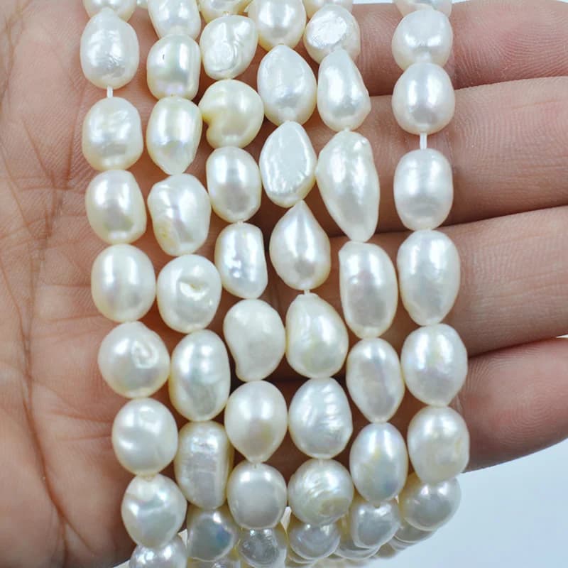 12 shares 7MM AAA natural white cultured Baroque bead beads. DIY handmade necklace, bracelet, earrings, loose beads
