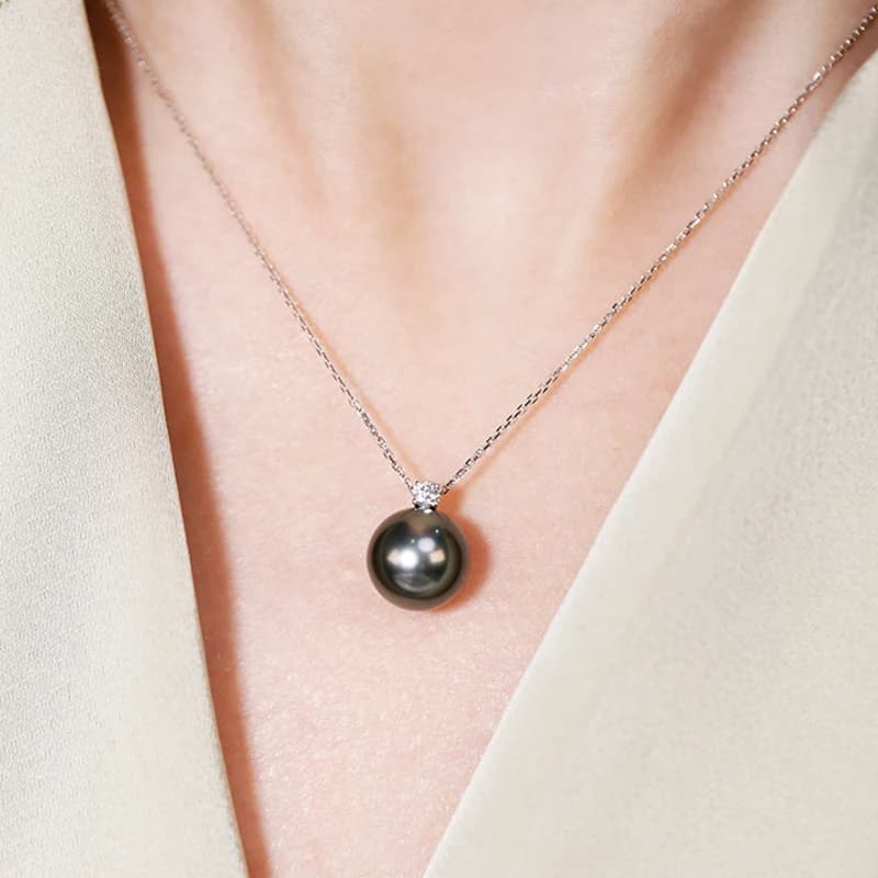 NYMPH Real 18K Gold Natural Tahitian Black Necklace Pendnat Fine Jewelry Au750 Wedding Box Brand Trendy Gift For Women D647
