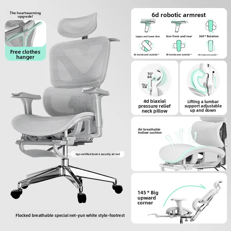 Comoda sedia ergonomica con schienale regolabile, sedile per computer da gioco per ufficio per lunghe ore
