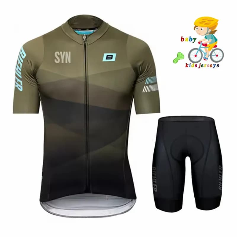 Kids Bike Knit Pro Team 2025 SYN Set Summer Cycling Clothing for Kids Road Bike Knitsuit MTB Bicycle Shorts