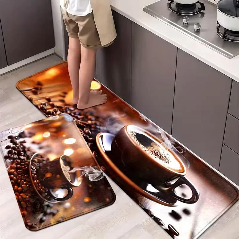 Kitchen mats and bathroom anti-slip coffee theme carpets runners for home, office, sink absorbers, spring decorations, carpets